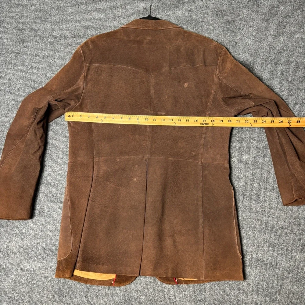 Vintage Silton Mens 40 Brown Suede Leather Western Blazer Jacket Sport Coat - Picture 6 of 16